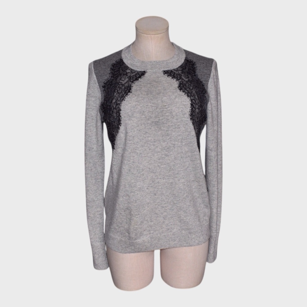 J Crew Wool Blend Lace Appliqué Sweater‎